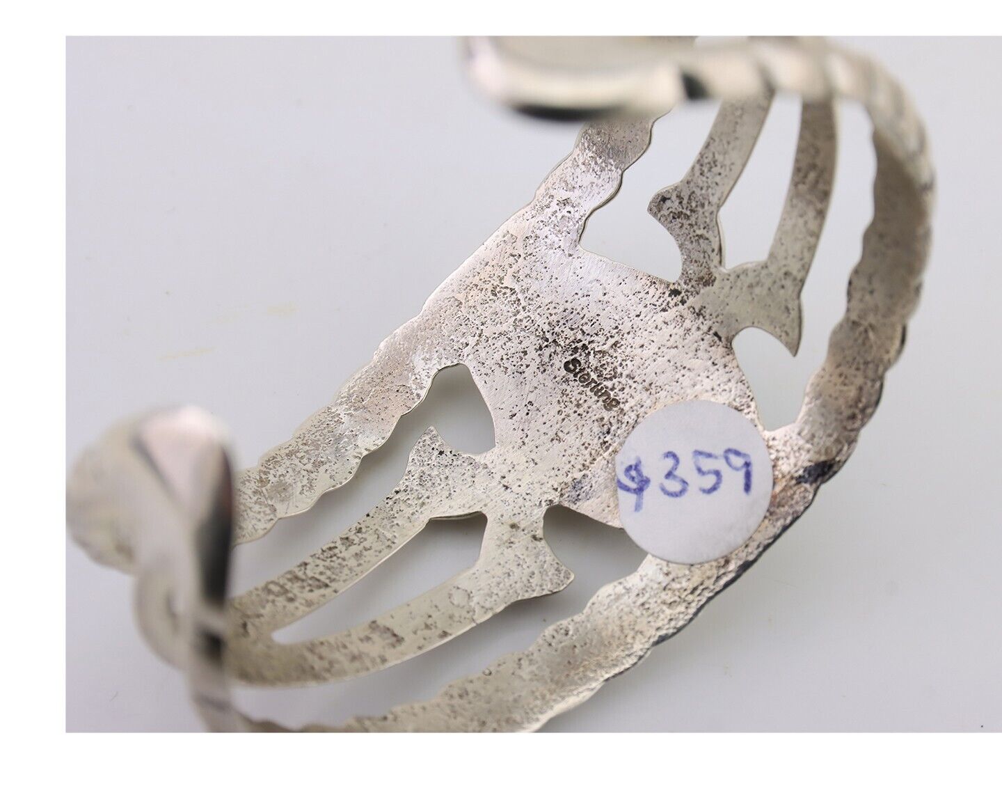 Navajo Sand Cast Cuff Bracelet 925 Silver Natural Turquoise Native Artist C.80's