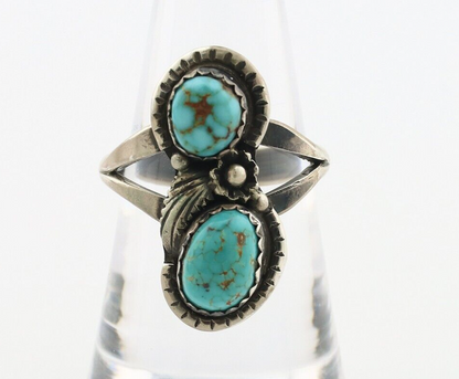 Navajo Ring 925 Silver Natural AAA Blue Spiderweb Turquoise Tom Willeto C.80's