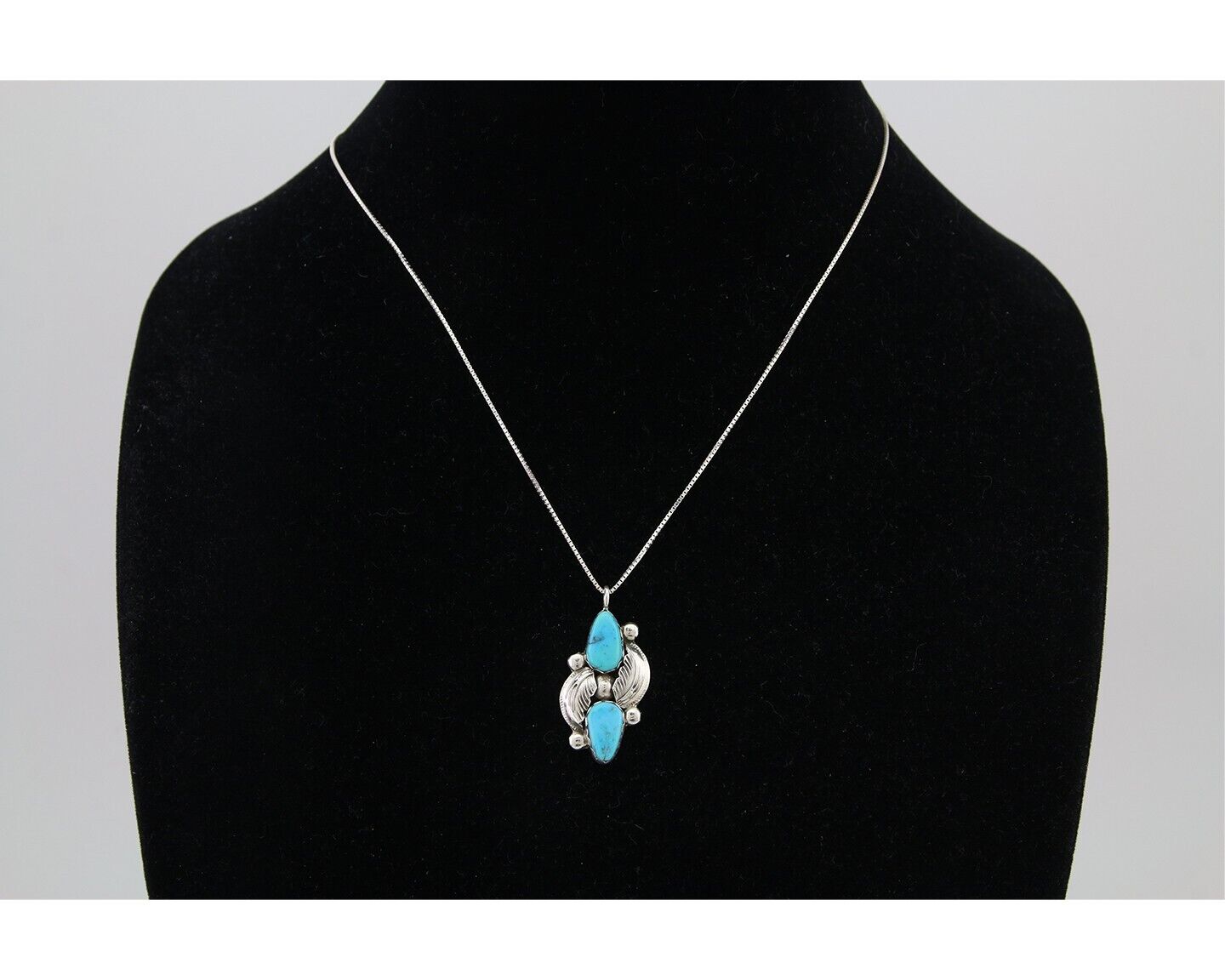 Navajo Turquoise Handmade Necklace 925 Silver Signed Simplicio C.80's