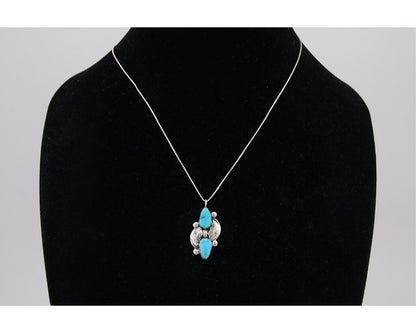Navajo Turquoise Handmade Necklace 925 Silver Signed Simplicio C.80's