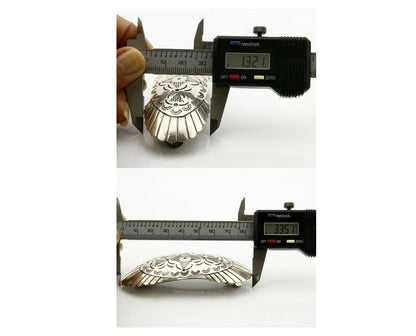 Navajo Signed Montoya 925 SOLID SILVER Hand Stamped 36mm Wide Barrette Hair Clip