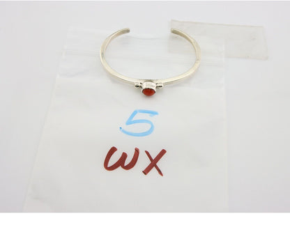 Navajo Bracelet .925 Silver Mediterranean Red Coral Cuff Native Artist C.80's