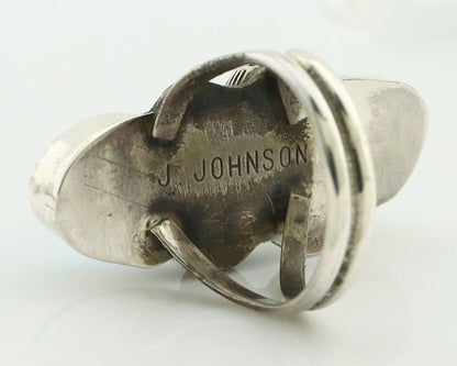Navajo Ring 925 Silver Sleeping Beauty Nugget Turquoise Signed J Johnson C.80's