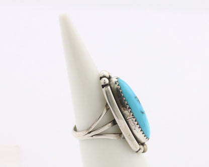 Navajo Ring .925 Silver Sleeping Beauty Turquoise Signed SkyStone Creations C80s