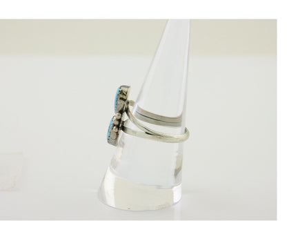 Navajo Ring 925 Silver Sleeping Beauty Turquoise Native American Artist C.80's