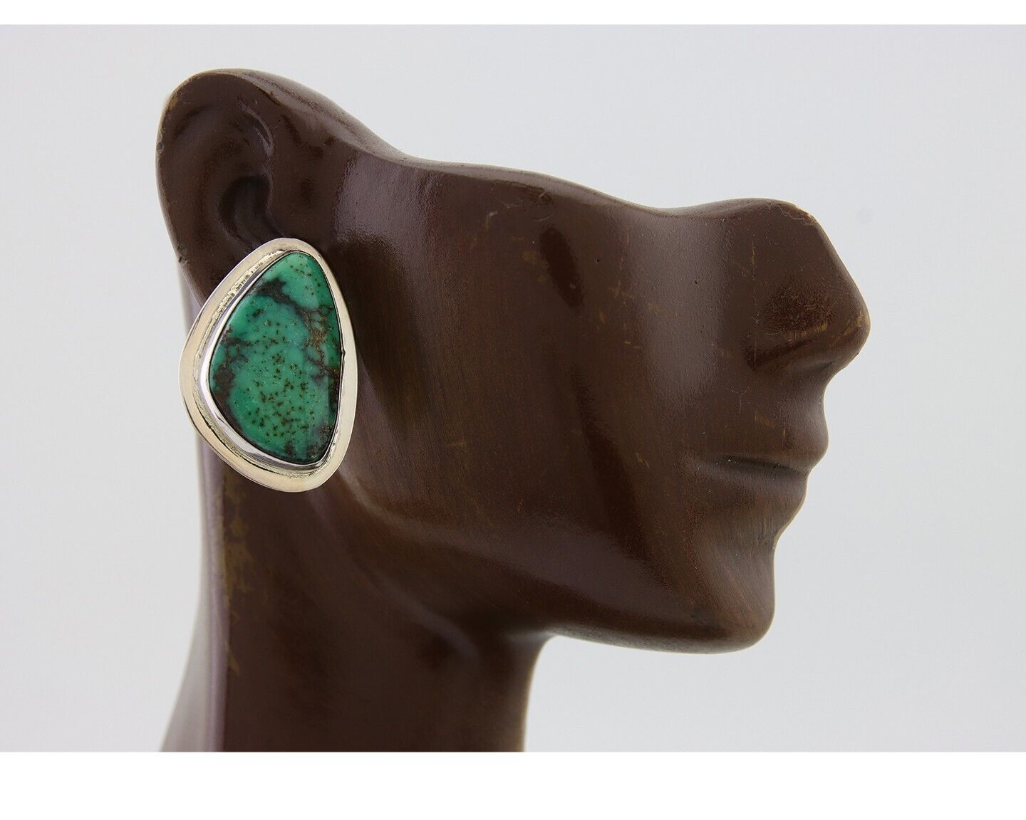 Navajo Shield Earrings 925 Silver Natural Turquoise Artist Signed M.S. C.80's