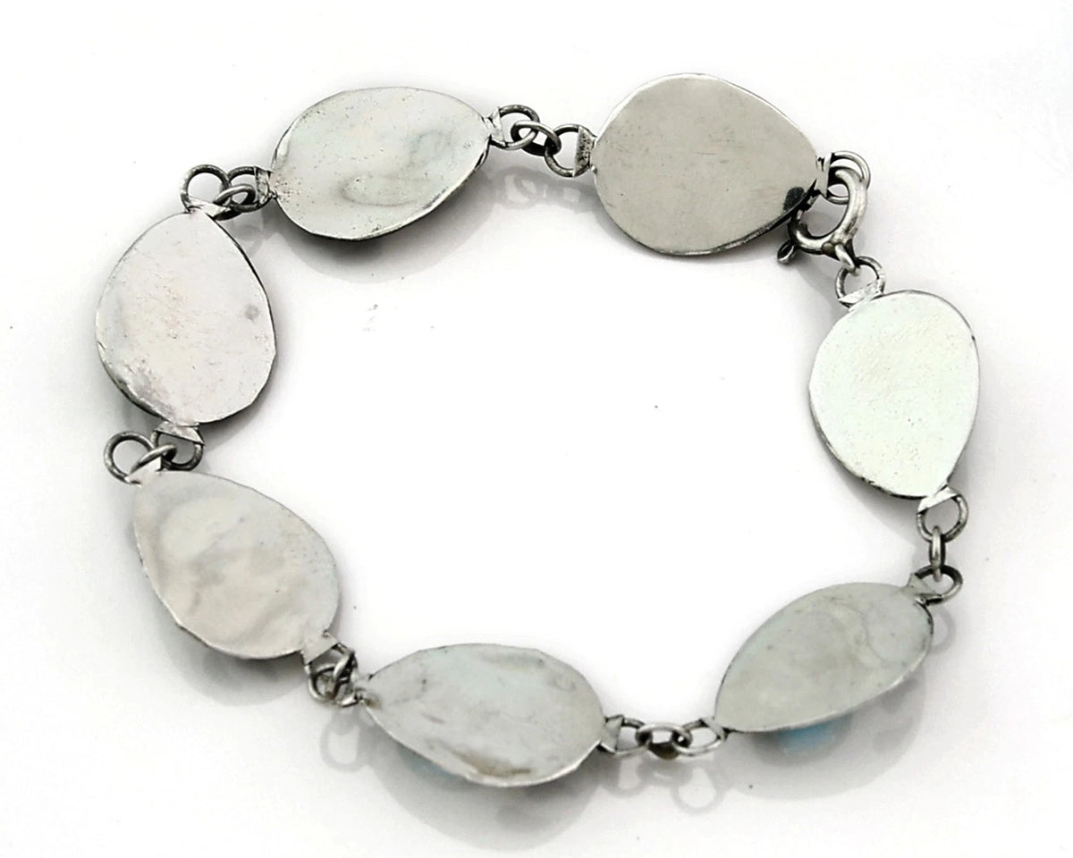 Navajo Paw Link Bracelet Sterling Silver Vintage Native Artist C.80's 7.5 in