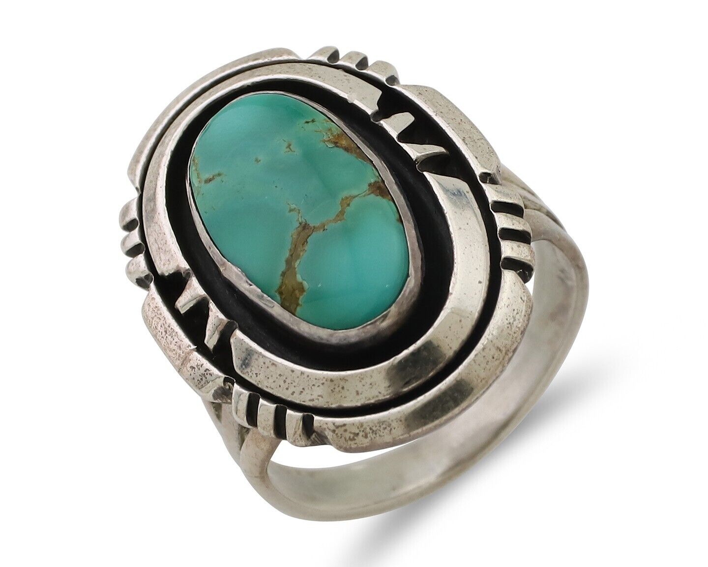 Navajo Ring 925 Silver Turquoise Signed William Denetdale Artist Sz 7.0 C.80's
