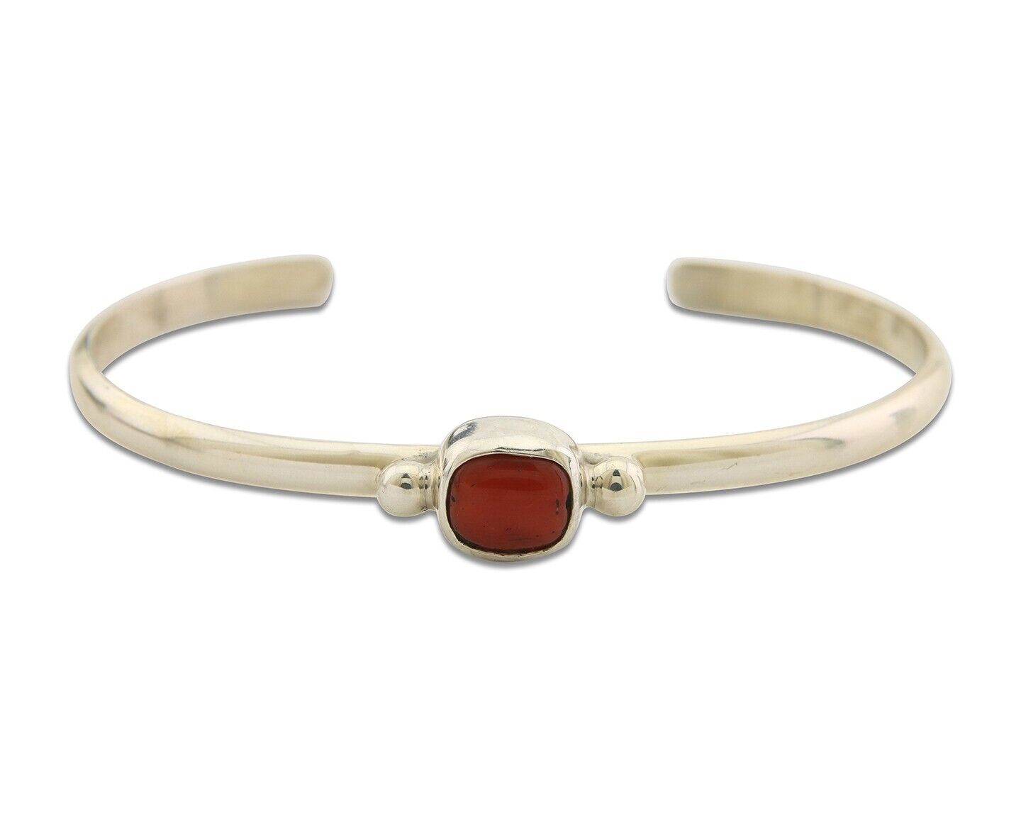 Navajo Bracelet .925 Silver Natural Red Coral Cuff Native American Artist C.80's