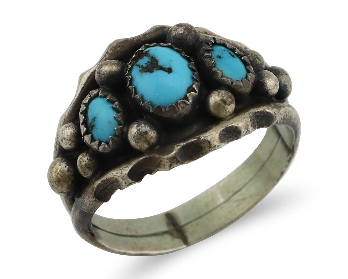 Navajo Ring 925 Silver Turquoise Artist Signed E SkyStone Creations C.80's