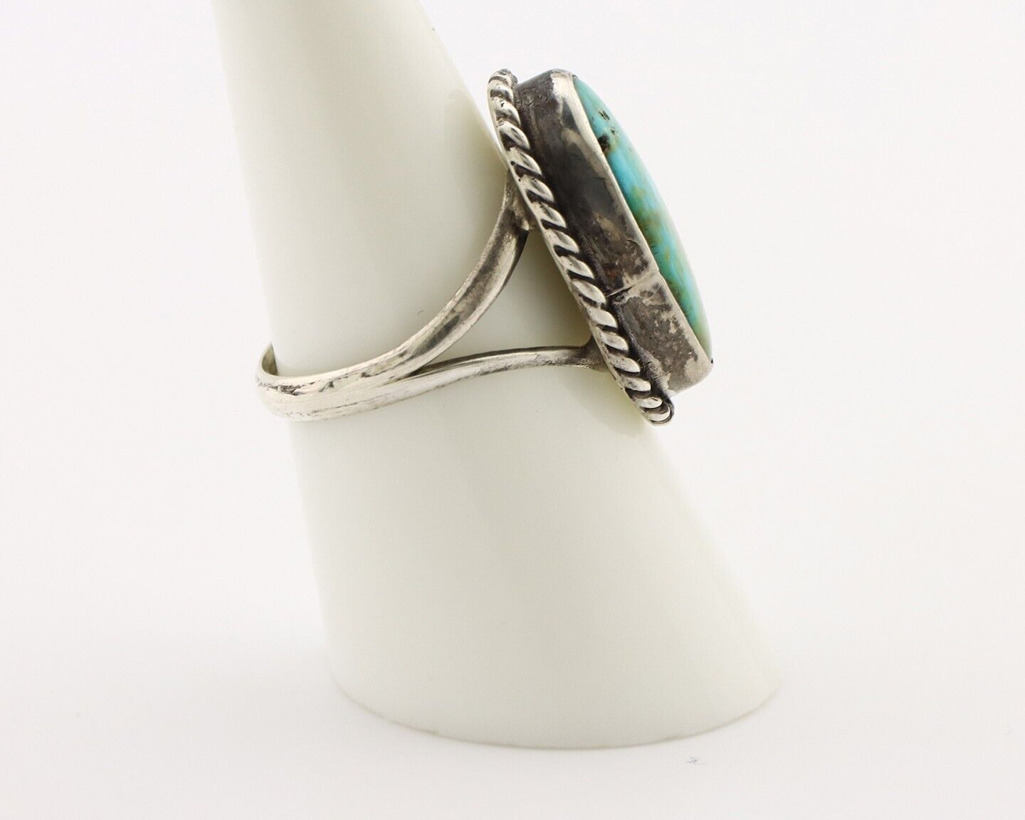Navajo Ring 925 Silver Kingman Turquoise Artist Native American Signed C.80's