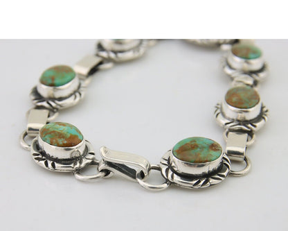 Navajo Bracelet 925 Silver Natural Blue Turquoise Native American Artist C.80's
