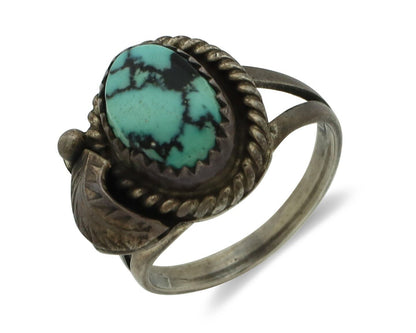 Navajo Ring 925 Silver Spiderweb Turquoise Native American Artist C.80's