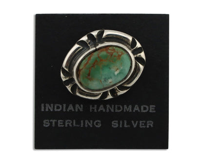 Navajo Tie Tack 925 Silver Natural Mined Turquoise Native American Artist C.80's