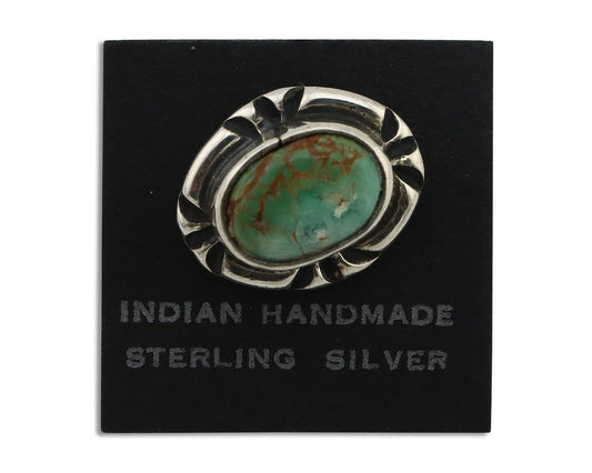 Navajo Tie Tack 925 Silver Natural Mined Turquoise Native American Artist C.80's
