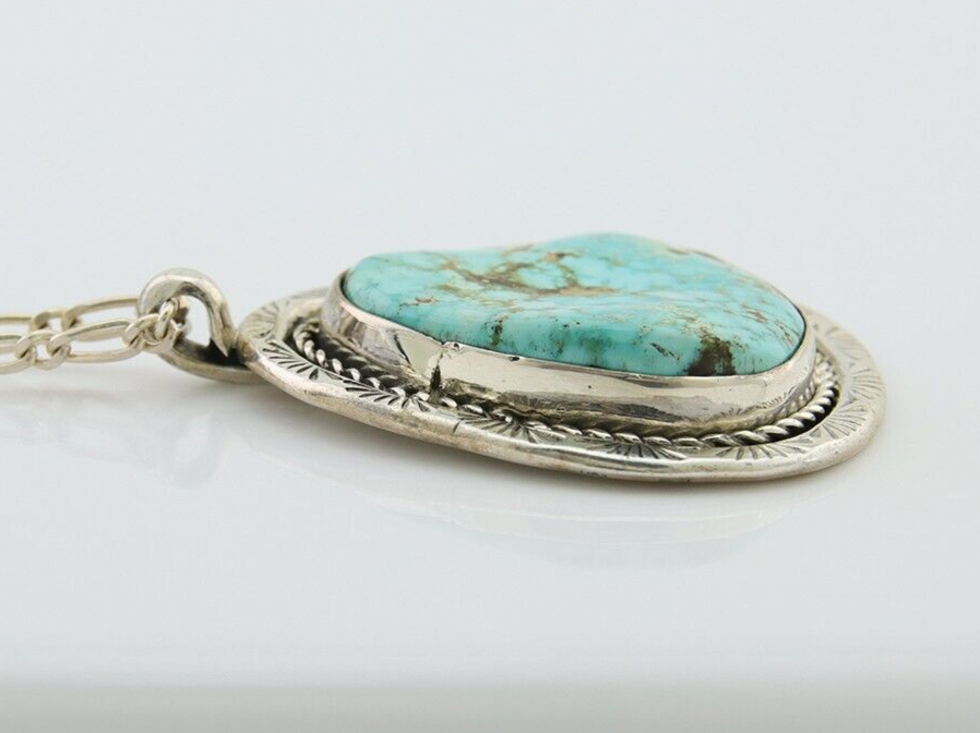 Navajo Necklace 925 Silver Blue Turquoise Artist Signed Fred Guerro C.80's