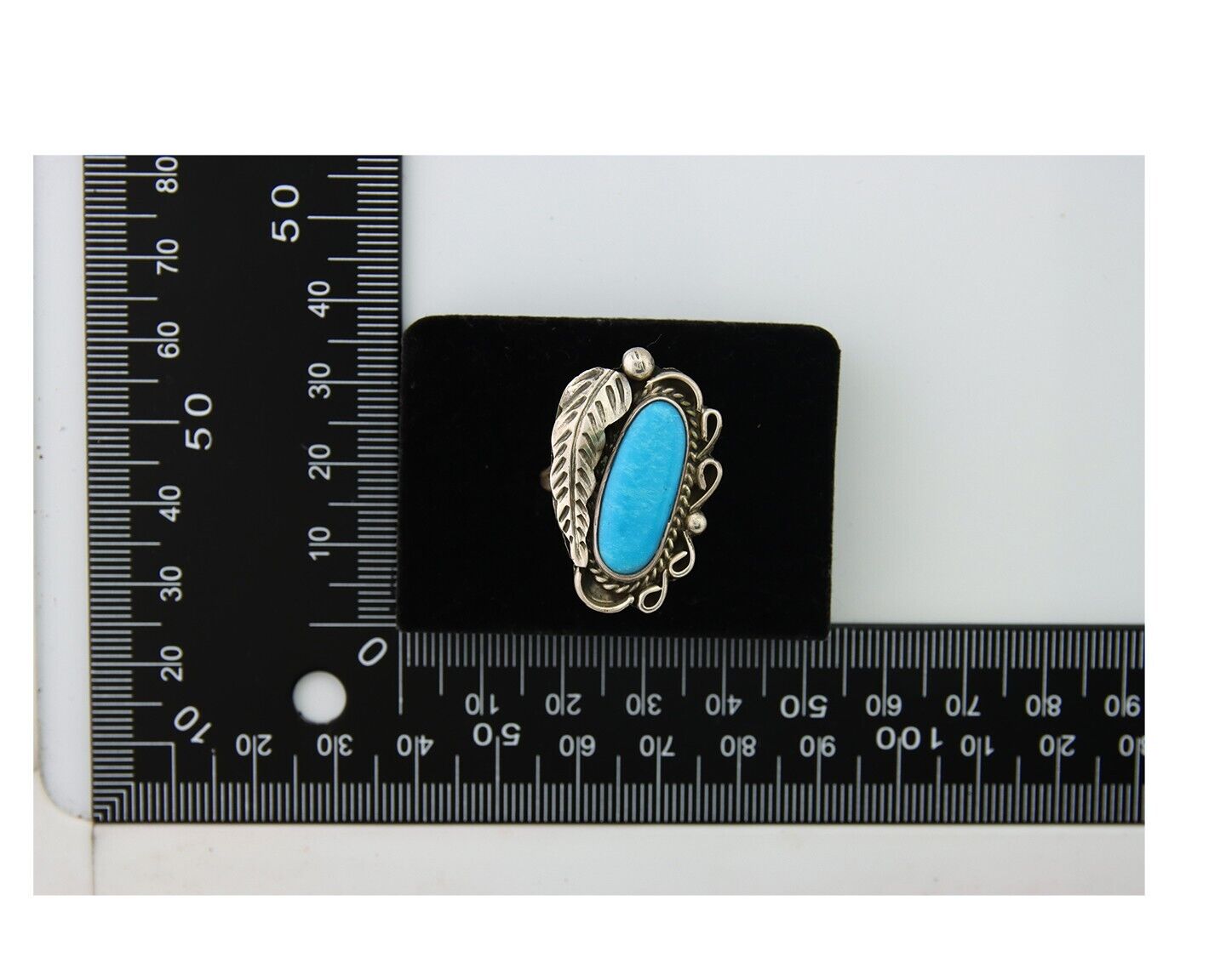 Navajo Ring .925 Sterling Blue Turquoise Artist Signed EK C.80's