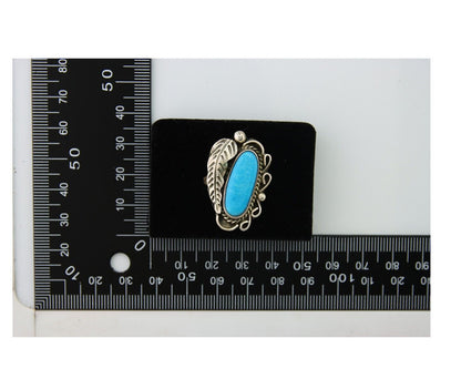 Navajo Ring .925 Sterling Blue Turquoise Artist Signed EK C.80's