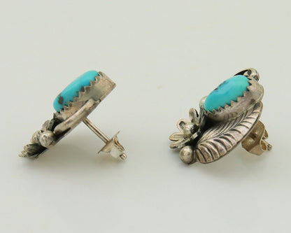 Navajo Dangle Earrings 925 Silver Natural Turquoise Native American Artist C80s