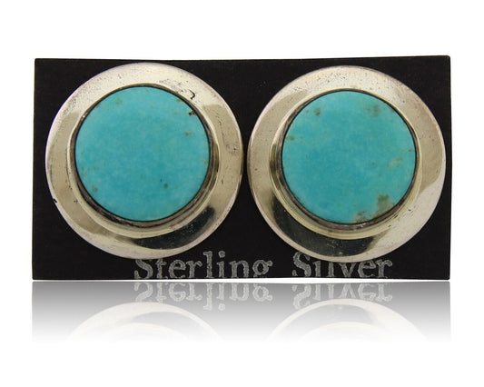 Navajo Earrings 925 Silver Blue Turquoise Native American Artist C.80's