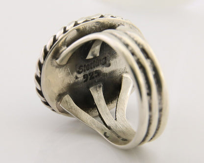 Navajo Ring 925 Silver Natural Malachite Native American Artist C.80's