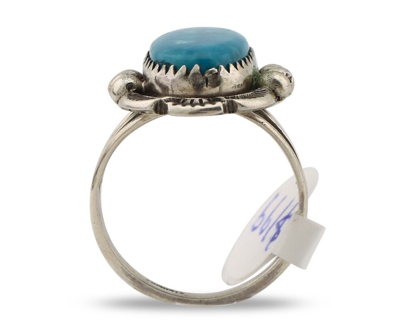 Navajo Ring 925 Silver Blue Gem Turquoise Native American Artist C.80's