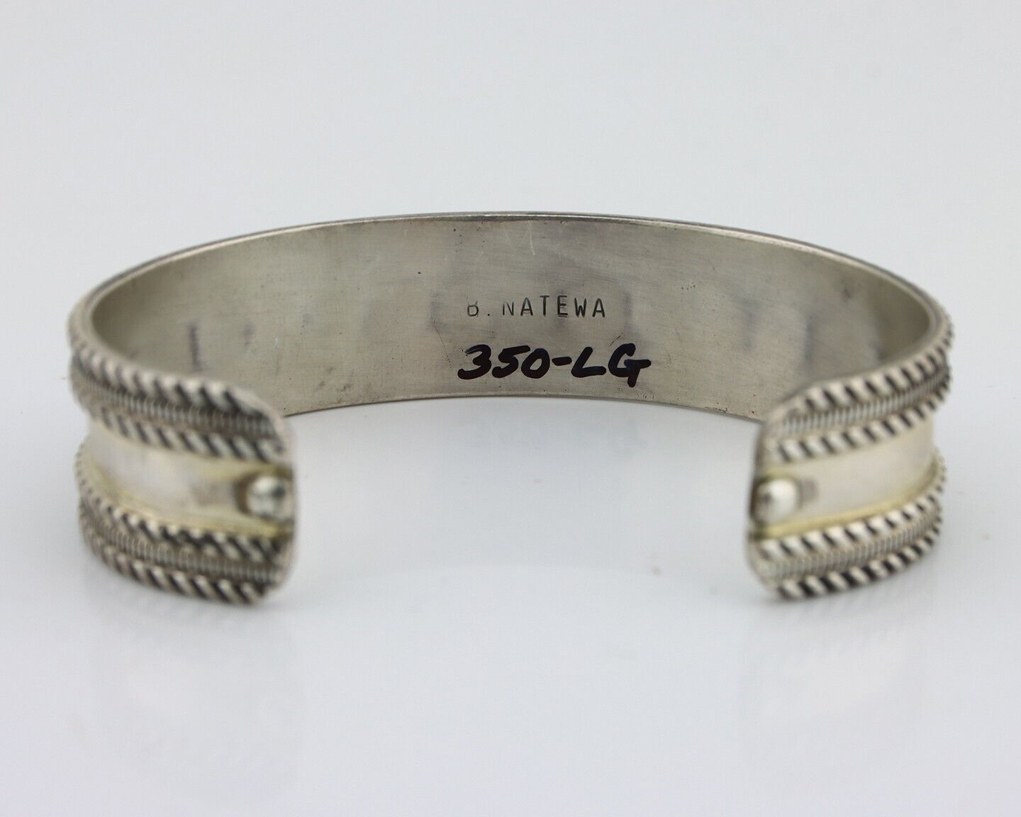 Zuni Bracelet 925 Silver Natural Red Coral Artist Signed B NATEWA C.80's