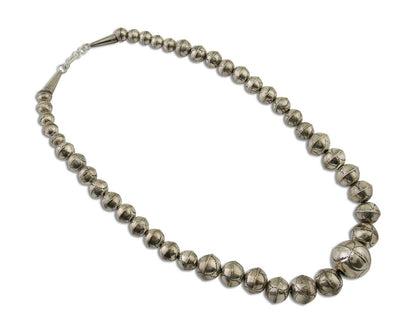 Navajo Bead Necklace 925 Silver Turquoise Native American Artist C.80's