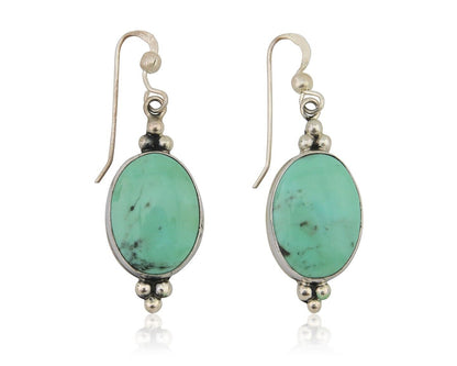 Navajo Dangle Earrings 925 Silver Natural Turquoise Native American Artist C80s