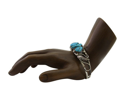 Navajo Bracelet 925 Silver Sleeping Beauty Turquoise Native American C.80's