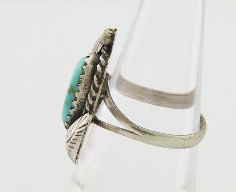 Navajo Ring 925 Silver Natural Blue Turquoise Native American Artist C.80's