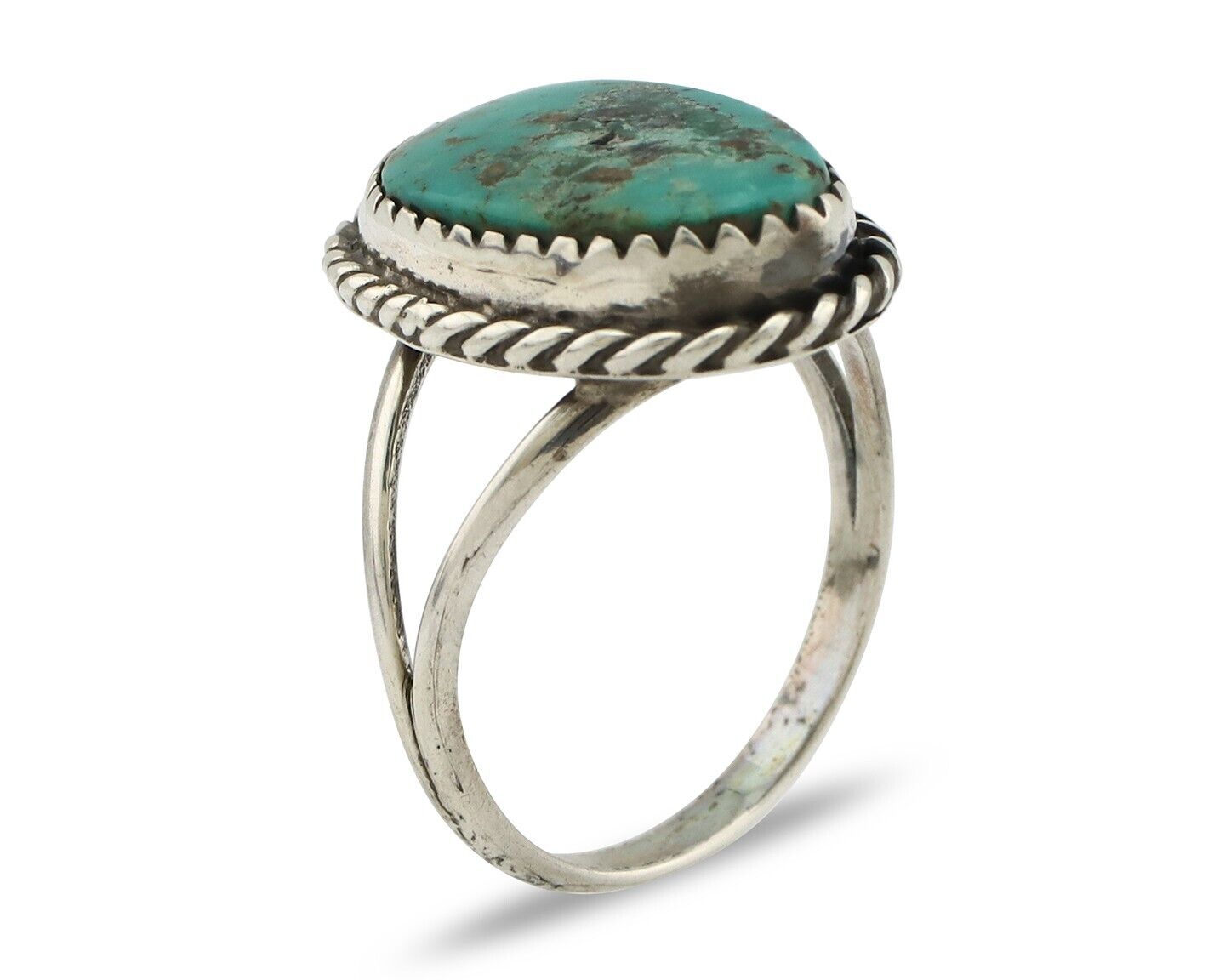 Navajo Ring 925 Silver Kingman Turquoise Native American Artist C.80's