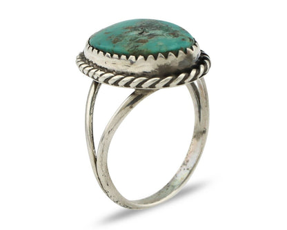 Navajo Ring 925 Silver Kingman Turquoise Native American Artist C.80's