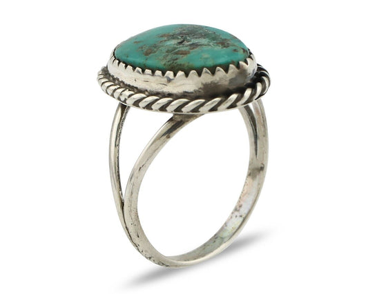 Navajo Ring 925 Silver Kingman Turquoise Native American Artist C.80's