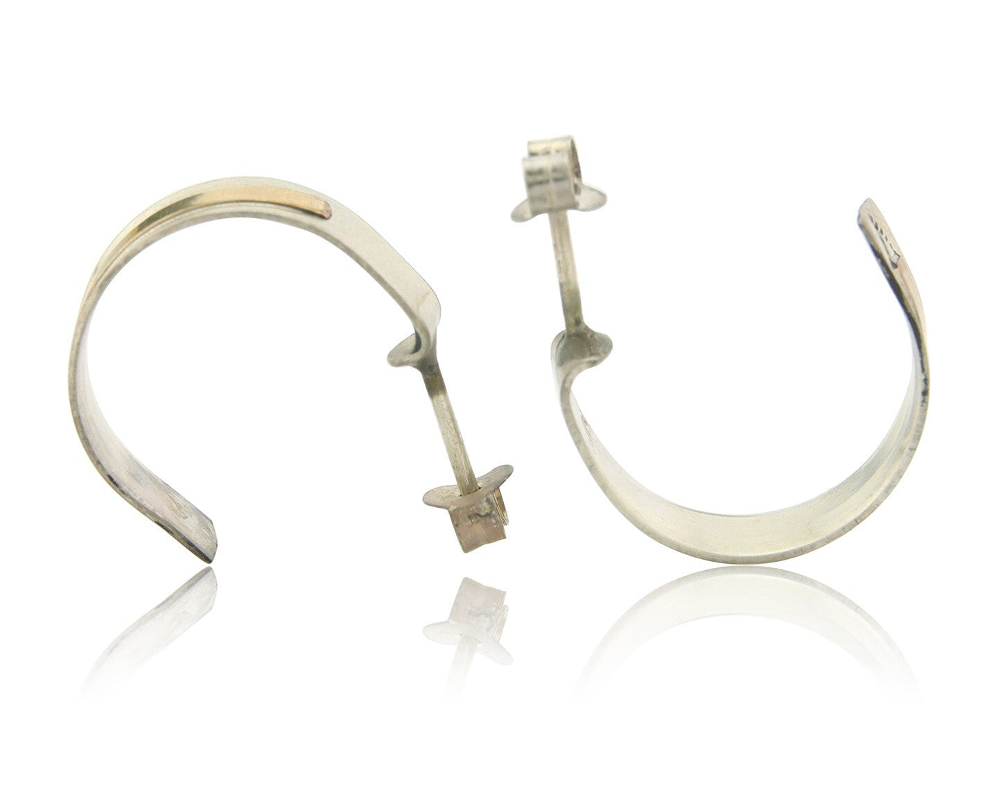 Navajo Hoop Earrings 925 Silver & Gold Native American Artist C.80's