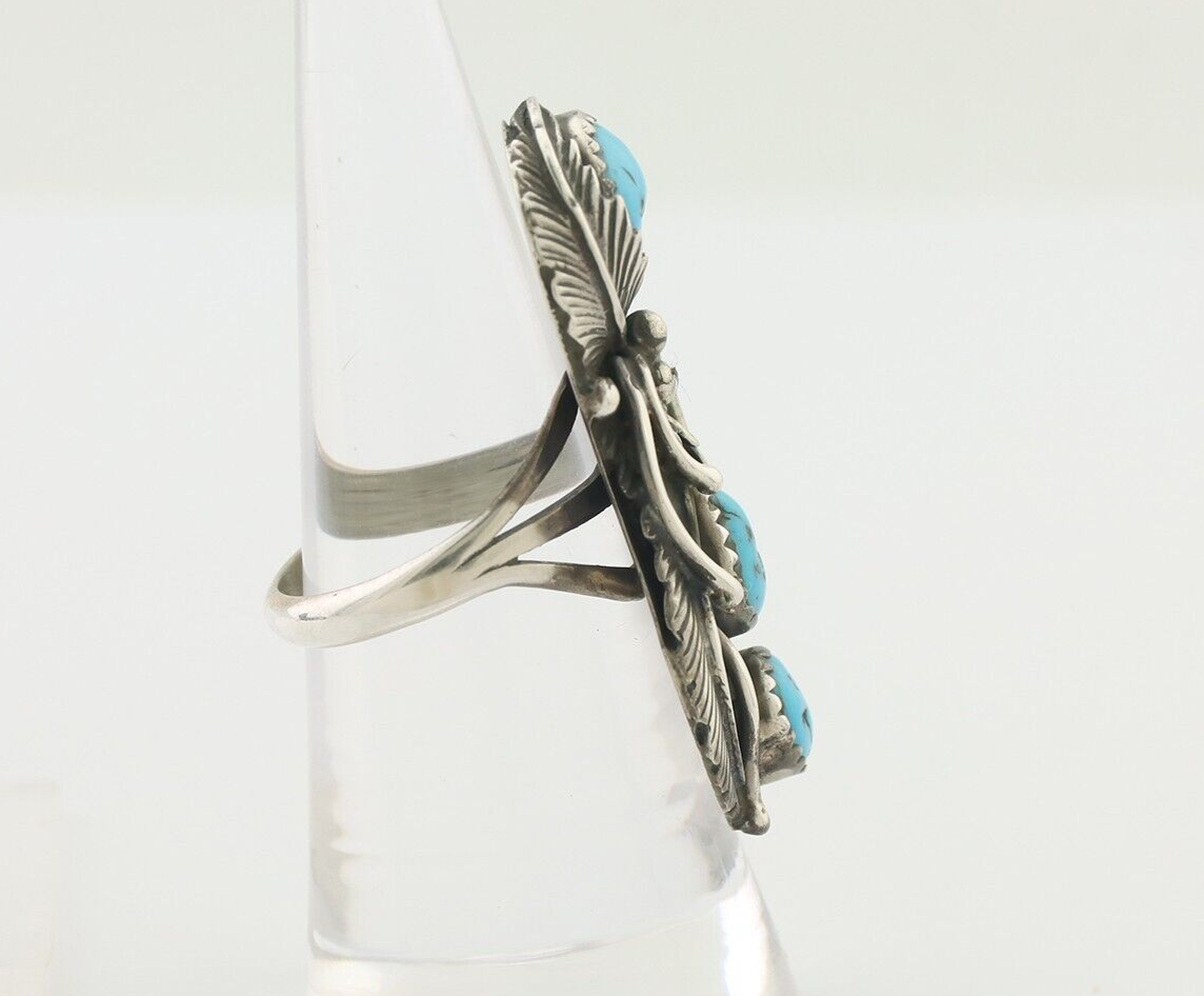 Navajo Ring 925 Silver Sleeping Beauty Turquoise Native American Artist C.80's
