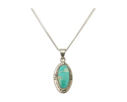 Navajo Necklace 925 Silver Kingman Turquoise Native American Artist C.90s