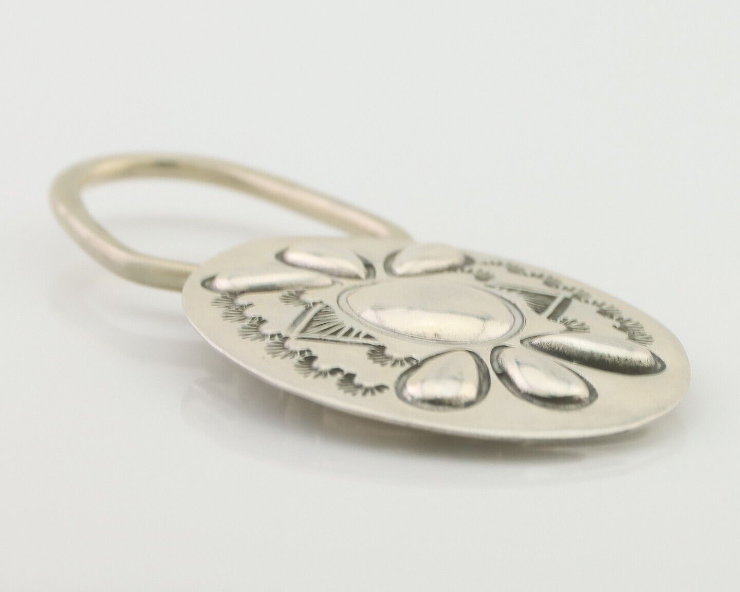 Navajo Hand Stamped Key Chain .925 Silver Handmade Native American Artist C.80's