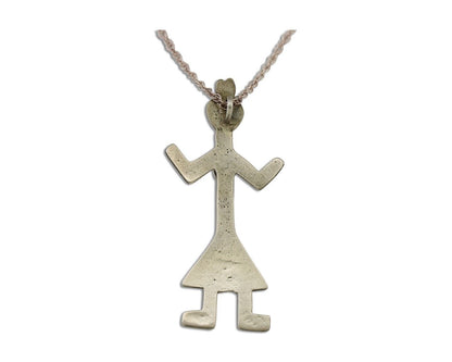 Navajo Turquoise Necklace 925 Silver Sand Cast Dancer C.80's