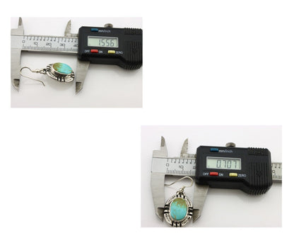 Navajo Handmade Earrings 925 Silver Natural Arizona Turquoise Signed Gecko C.80s