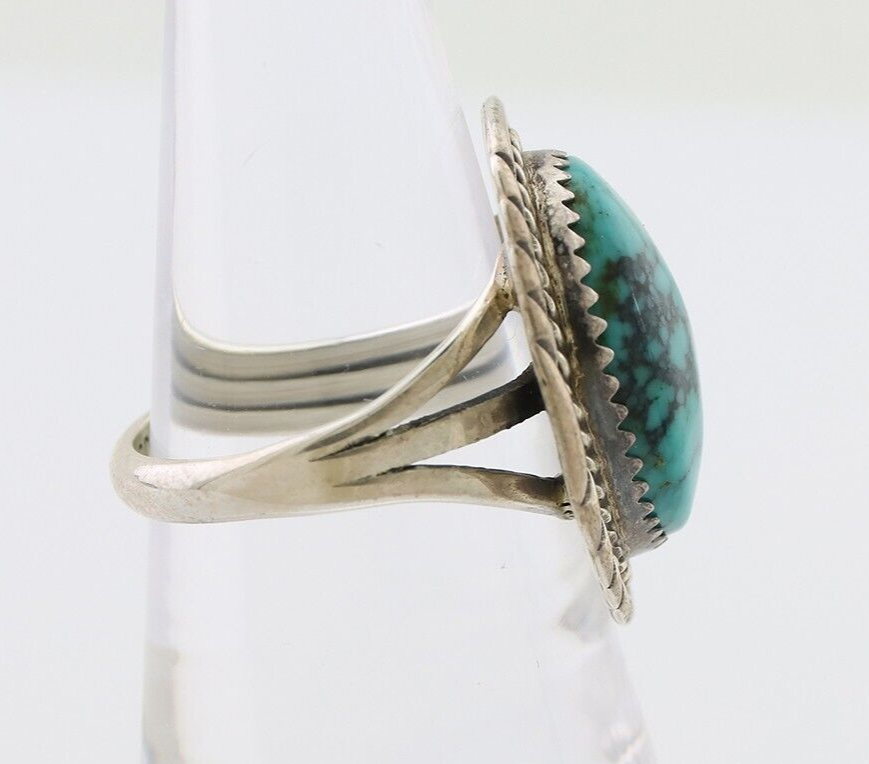 Navajo Ring 925 Silver Turquoise Signed William Denetdale Artist Sz 7.25 C.80's
