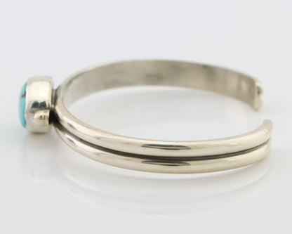 Navajo Cuff Bracelet 925 Silver Natural Blue Turquoise Native American C.80's