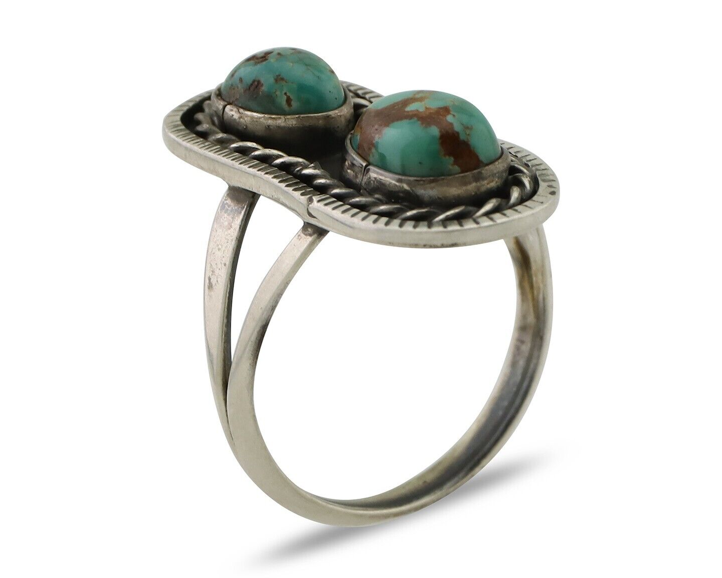 Navajo Handmade Ring 925 Silver Natural Turquoise Native American Artist C.80's