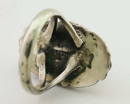 Navajo Ring 925 Silver Kingman Turquoise Signed M Montoya Size 7.0 C.80's