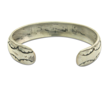 Navajo Bracelet 925 Silver Inlaid Turquoise Cuff Artist Signed LB C.80's
