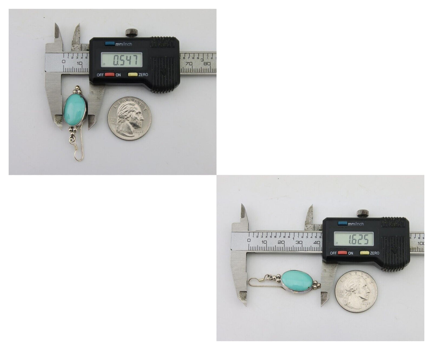 Navajo Dangle Earrings 925 Silver Natural Turquoise Native Inca Mfg C.80's