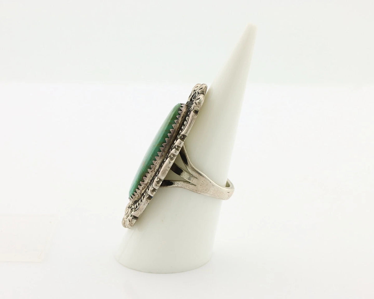 Navajo Ring .925 Silver Manassas Turquoise Native American Artist C.80's