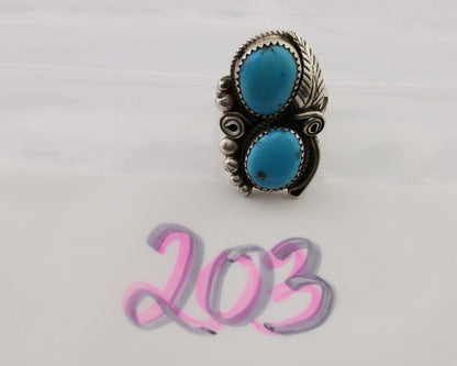 Navajo Handmade Ring 925 Silver Natural Tuquoise Artist Signed JM C.80's