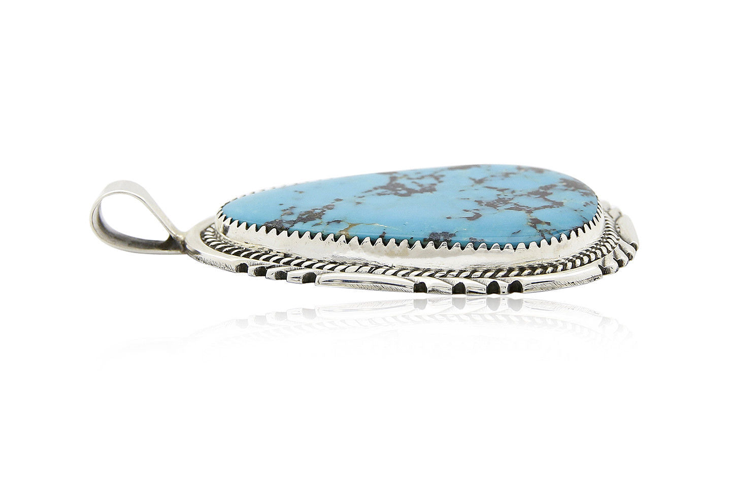 Rare Benjamin Piaso Navajo Artist Work of Art Turquoise .925 Silver Pendant