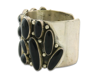 Vintage Navajo Bracelet 925 Silver Onyx Traditional Handmade Native American